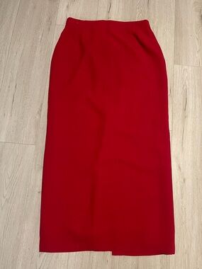 Vintage Beker Fashions Frascara Red Silk Column Maxi Skirt